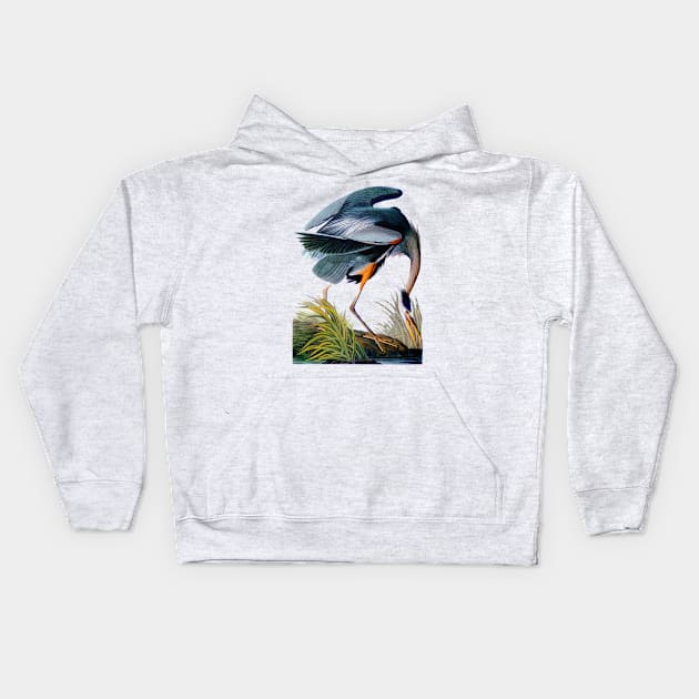 Audubon Great Blue Heron Kids Hoodie by Dystopianpalace